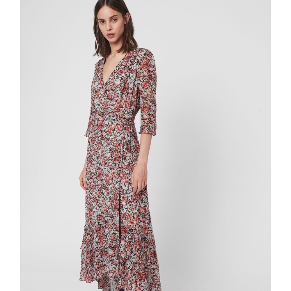 All Saints Delana Wilde Floral Wrap Dress